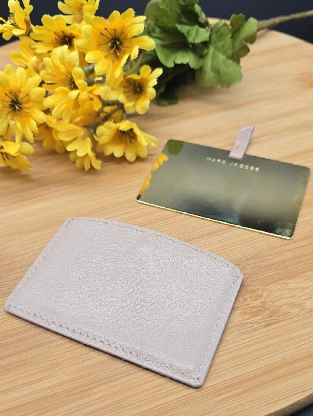 Marc Jacobs | Pale Mauve | Leather | Card Holder with Gold Accent | Dust Cover